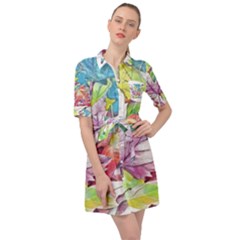 Spring Leaves Belted Shirt Dress by CashewDress