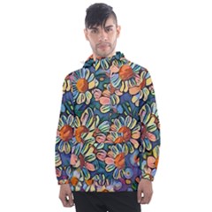 Daisies Flowers Colorful Garden Men s Front Pocket Pullover Windbreaker by Pakrebo