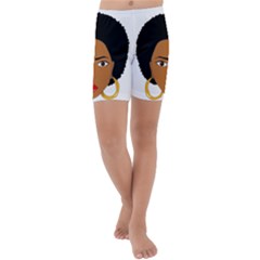 African American Woman With ?urly Hair Kids  Lightweight Velour Capri Yoga Leggings by bumblebamboo