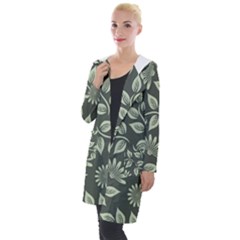 Flowers Pattern Spring Green Hooded Pocket Cardigan by Pakrebo