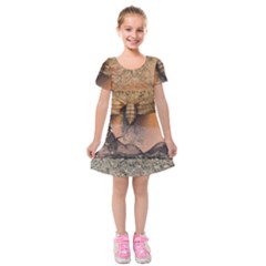 Night Moth Kids  Short Sleeve Velvet Dress by Riverwoman