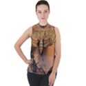 Night moth Mock Neck Chiffon Sleeveless Top View1