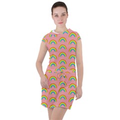 Pride Rainbow Flag Pattern Drawstring Hooded Dress by Valentinaart