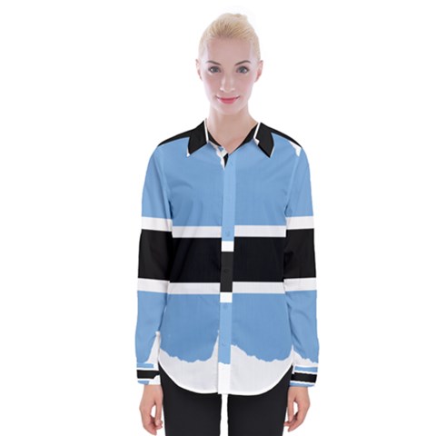 Botswana Flag Map Geography Womens Long Sleeve Shirt by Sapixe