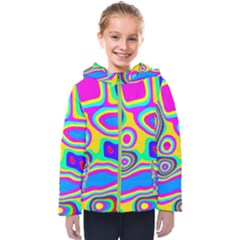 Colorful Shapes                              Kids  Hooded Puffer Jacket by LalyLauraFLM