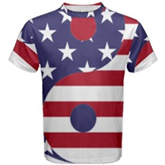 Yang Yin America Flag Abstract Men s Cotton Tee by Sapixe