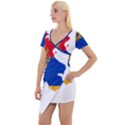 Borders Country Flag Geography Map Short Sleeve Asymmetric Mini Dress View1