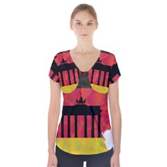 Republic Germany Deutschland Map Short Sleeve Front Detail Top by Sapixe