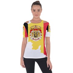 Belgium Country Europe Flag Shoulder Cut Out Short Sleeve Top by Sapixe