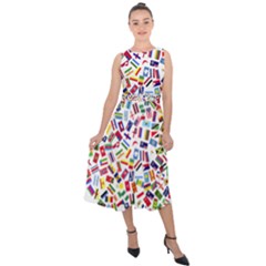 Heart Flags Countries United Unity Midi Tie-back Chiffon Dress by Sapixe