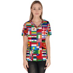 Flags Countries International Women s V-neck Scrub Top by Sapixe