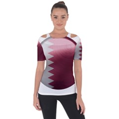 Qatar Flag Country Nation National Shoulder Cut Out Short Sleeve Top by Sapixe