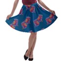 Swimming Fighting Fish A-line Skater Skirt View1