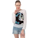 Sugar Skull Horse Blue Banded Bottom Chiffon Top View1