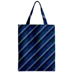 Blue Stripped Pattern Zipper Classic Tote Bag by designsbyamerianna