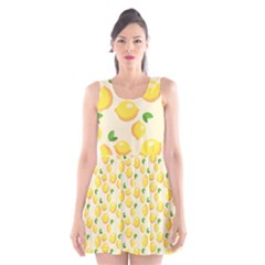 Fruits Template Lemons Yellow Scoop Neck Skater Dress by Pakrebo