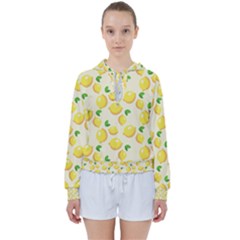 Fruits Template Lemons Yellow Women s Tie Up Sweat by Pakrebo