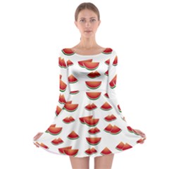 Summer Watermelon Pattern Long Sleeve Skater Dress by Pakrebo