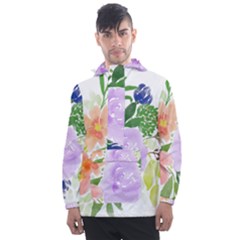 Watercolour Flowers Spring Men s Front Pocket Pullover Windbreaker by Pakrebo