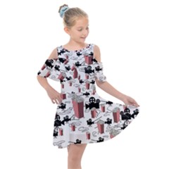 Movies And Popcorn Kids  Shoulder Cutout Chiffon Dress by bloomingvinedesign