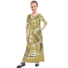 Fractal Abstract Artwork Kids  Quarter Sleeve Maxi Dress by HermanTelo