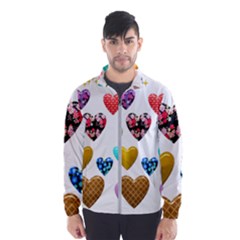 Hearts Puffy Shiny Love Sticker Men s Windbreaker by Pakrebo