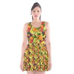 Background Pattern Structure Fruit Scoop Neck Skater Dress by Pakrebo