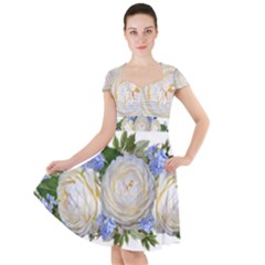 Roses Flowers Plumbago Arrangement Cap Sleeve Midi Dress by Pakrebo