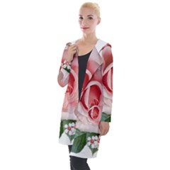 Roses Flowers Wax Flowers Hooded Pocket Cardigan by Pakrebo