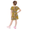 Textile Flowers Pattern Kids  Short Sleeve Velvet Dress View2