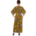 Textile Flowers Pattern V-Neck Boho Style Maxi Dress View2