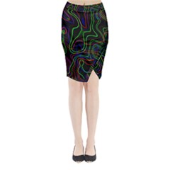 Neon Waves                                 Midi Wrap Pencil Skirt by LalyLauraFLM