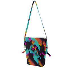 Rectangles In Retro Colors                                  Folding Shoulder Bag by LalyLauraFLM