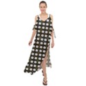 White Flower Pattern On Yellow Black Maxi Chiffon Cover Up Dress View1