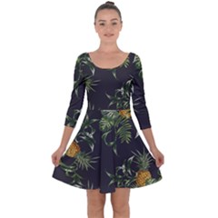 Pineapples Pattern Quarter Sleeve Skater Dress by Sobalvarro