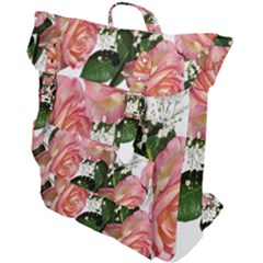 Roses Pink Leaves Flowers Perfume Buckle Up Backpack by Simbadda