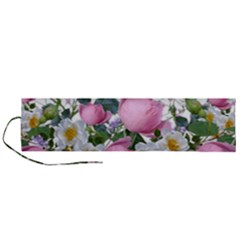 Flowers Roses Pink White Blooms Roll Up Canvas Pencil Holder (l) by Simbadda