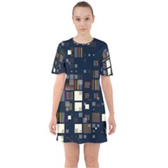 Blocks Pattern Rainbow, Backgrounds Textures Sixties Short Sleeve Mini Dress by Simbadda