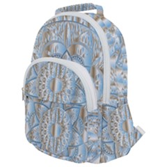 Mandala Floral Line Art Decorative Rounded Multi Pocket Backpack by Simbadda