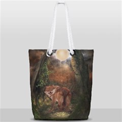 Awesome Wolf In The Darkness Of The Night Full Print Rope Handle Tote (small) by FantasyWorld7