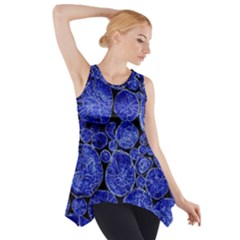 Neon Abstract Cobalt Blue Wood Side Drop Tank Tunic by Bajindul