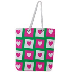 Pink Love Valentine Full Print Rope Handle Tote (large) by Mariart