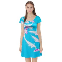 Koi Carp Scape Short Sleeve Skater Dress by essentialimage