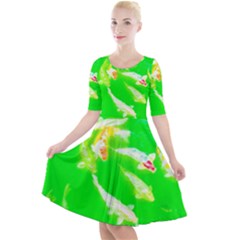 Koi Carp Scape Quarter Sleeve A-line Dress by essentialimage