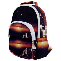 Space Star Galaxies Universe Rounded Multi Pocket Backpack by Simbadda