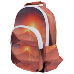 Volcano Lava Landscape Glow Lake Rounded Multi Pocket Backpack by Simbadda