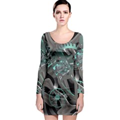 Gears Machine Machines Long Sleeve Bodycon Dress by Bajindul