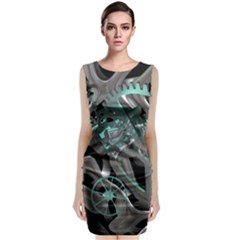 Gears Machine Machines Sleeveless Velvet Midi Dress by Bajindul