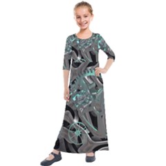 Gears Machine Machines Kids  Quarter Sleeve Maxi Dress by Bajindul