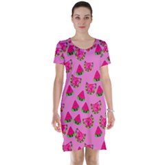 Watermelons Pattern Short Sleeve Nightdress by bloomingvinedesign